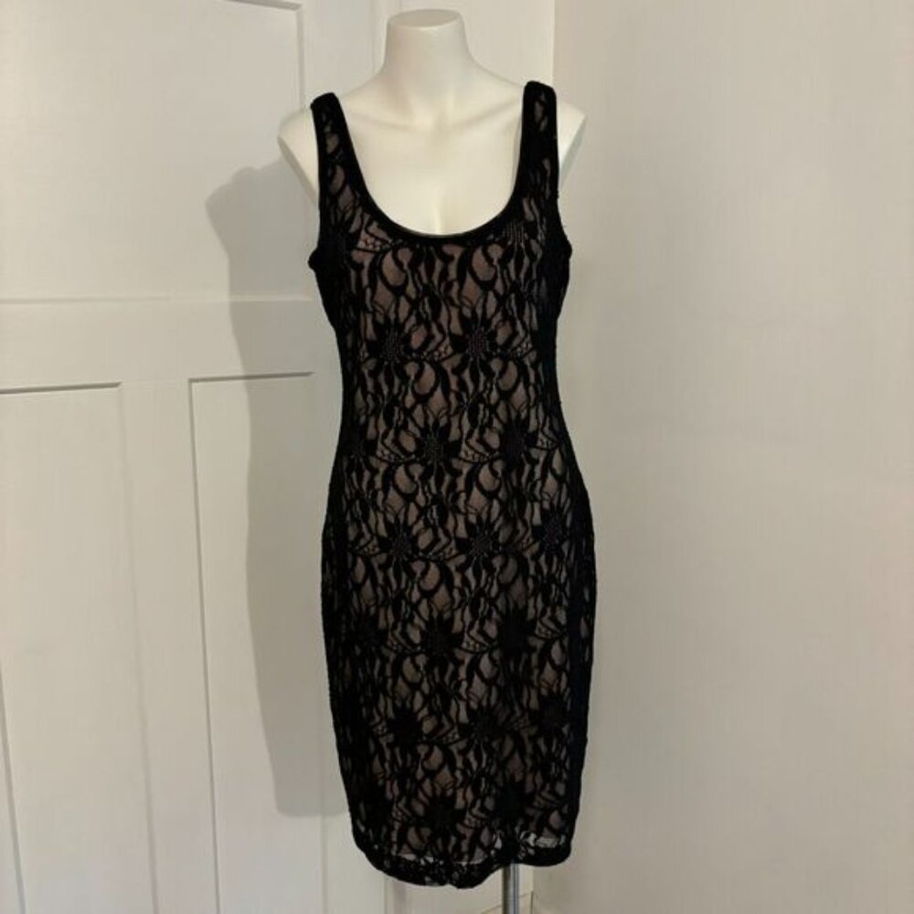 Lauren Ralph Lauren Dress Size 12 Lace Overlay Black Bodycon Cocktail Dress